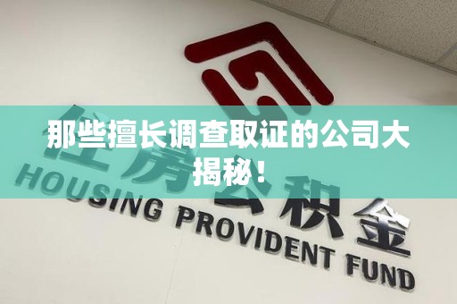 同安那些擅长调查取证的公司大揭秘！