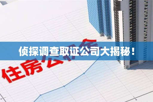 同安侦探调查取证公司大揭秘！
