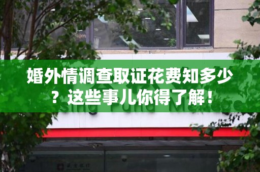 同安婚外情调查取证花费知多少？这些事儿你得了解！
