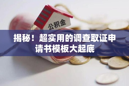 同安揭秘！超实用的调查取证申请书模板大起底