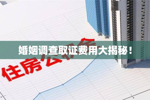 同安婚姻调查取证费用大揭秘！