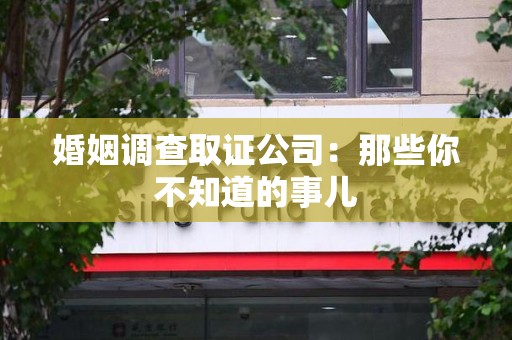 同安婚姻调查取证公司：那些你不知道的事儿