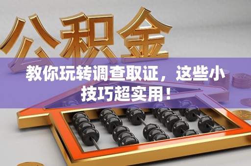 同安教你玩转调查取证，这些小技巧超实用！