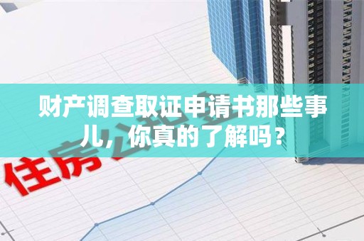 同安财产调查取证申请书那些事儿，你真的了解吗？