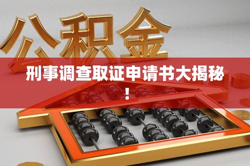 同安刑事调查取证申请书大揭秘！