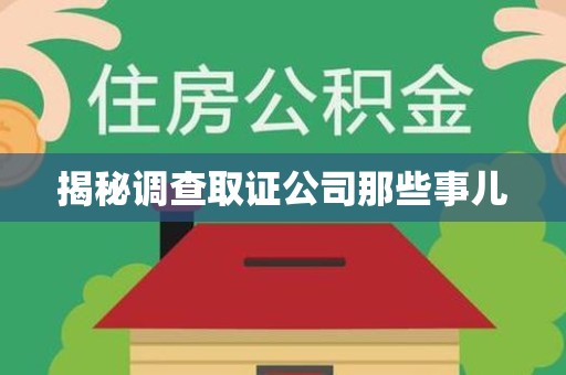 同安揭秘调查取证公司那些事儿