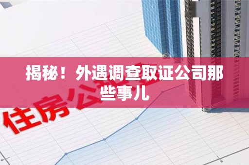 同安揭秘！外遇调查取证公司那些事儿