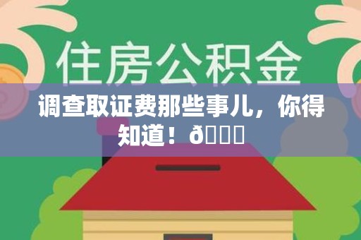 同安调查取证费那些事儿，你得知道！😎