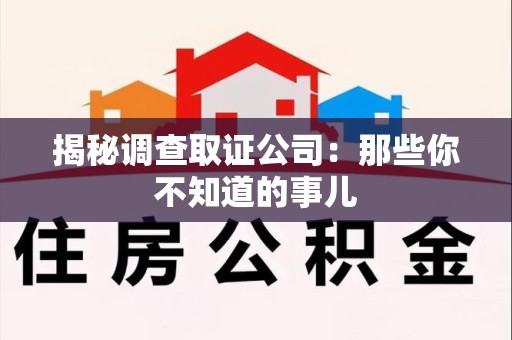 同安揭秘调查取证公司：那些你不知道的事儿