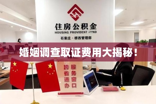 同安婚姻调查取证费用大揭秘！