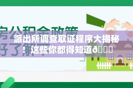 同安派出所调查取证程序大揭秘！这些你都得知道😉